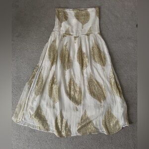 Jen's Pirate Booty White and Gold Leaf Print Cover-Up